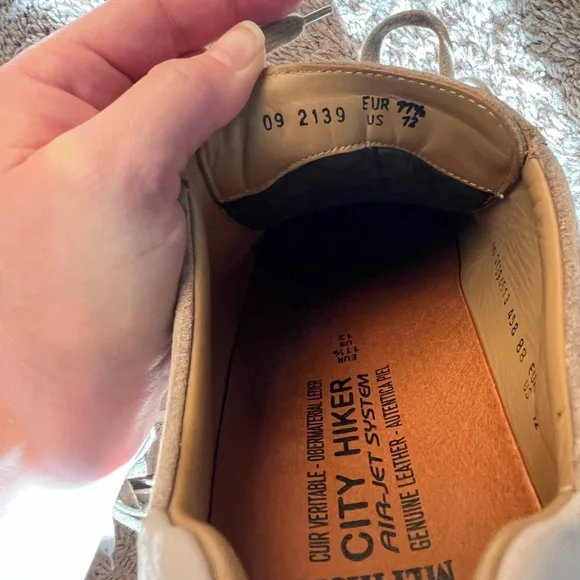 MEPHISTO HARRISON Mens Sneakers Taupe Beige Leather Velvet Size 12 - Picture 8 of 10
